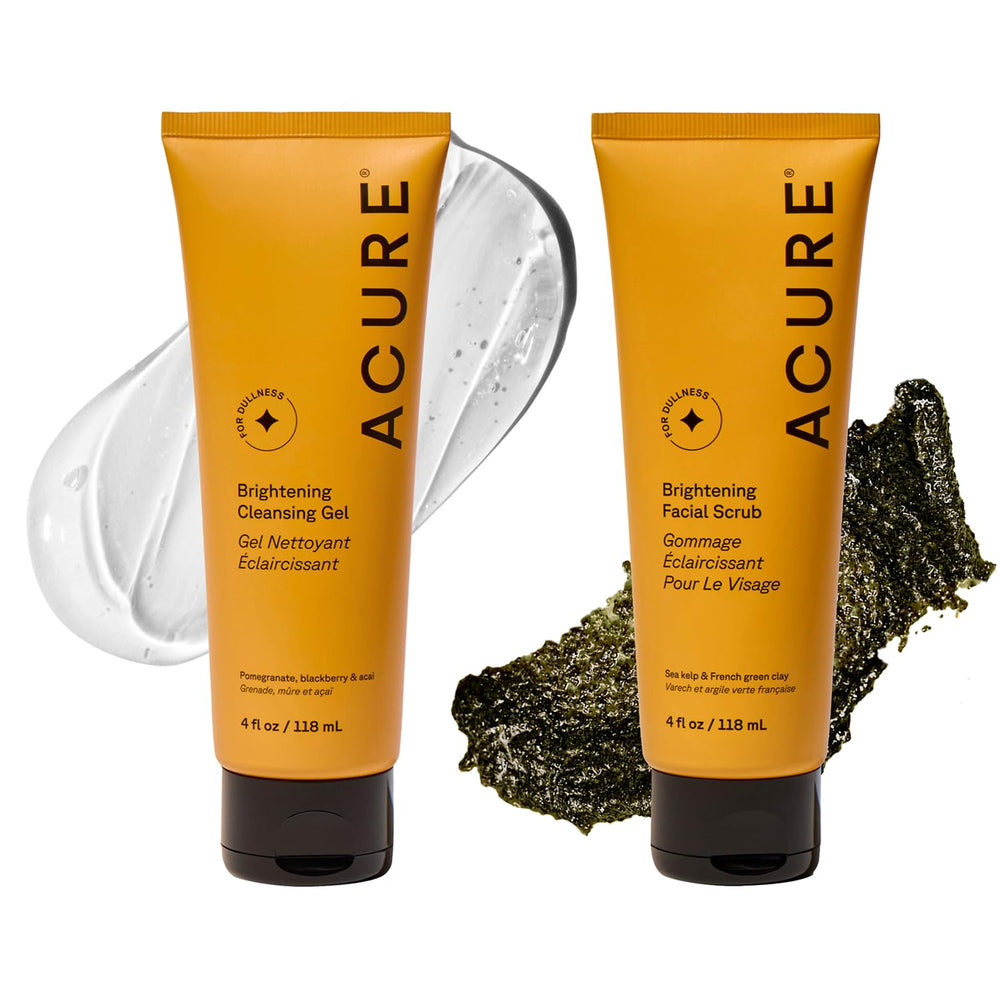 Acure gommage brillant texture — exfolie en douceur et révèle une peau lisse.