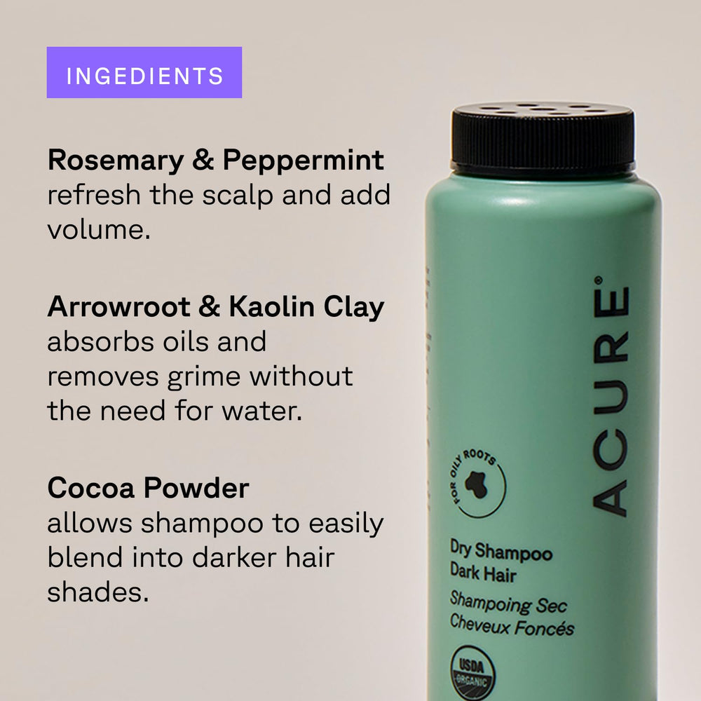 Acure Poudre Séche Cheveux Bruns - mini format ajoute volume et texture