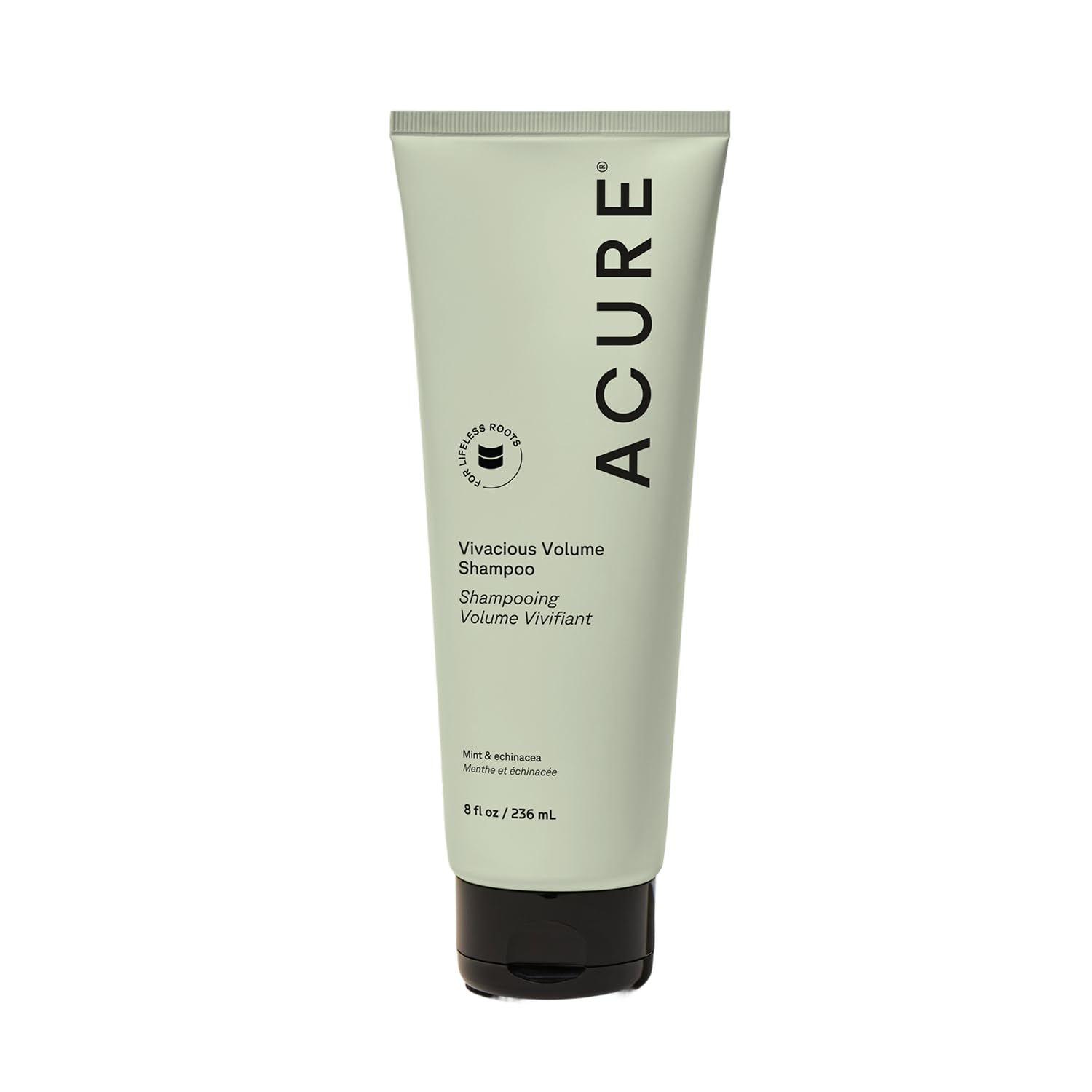 Acure Shampoing Volume Vivifiant – bouteille pratique qui apporte du volume sans alourdir.
