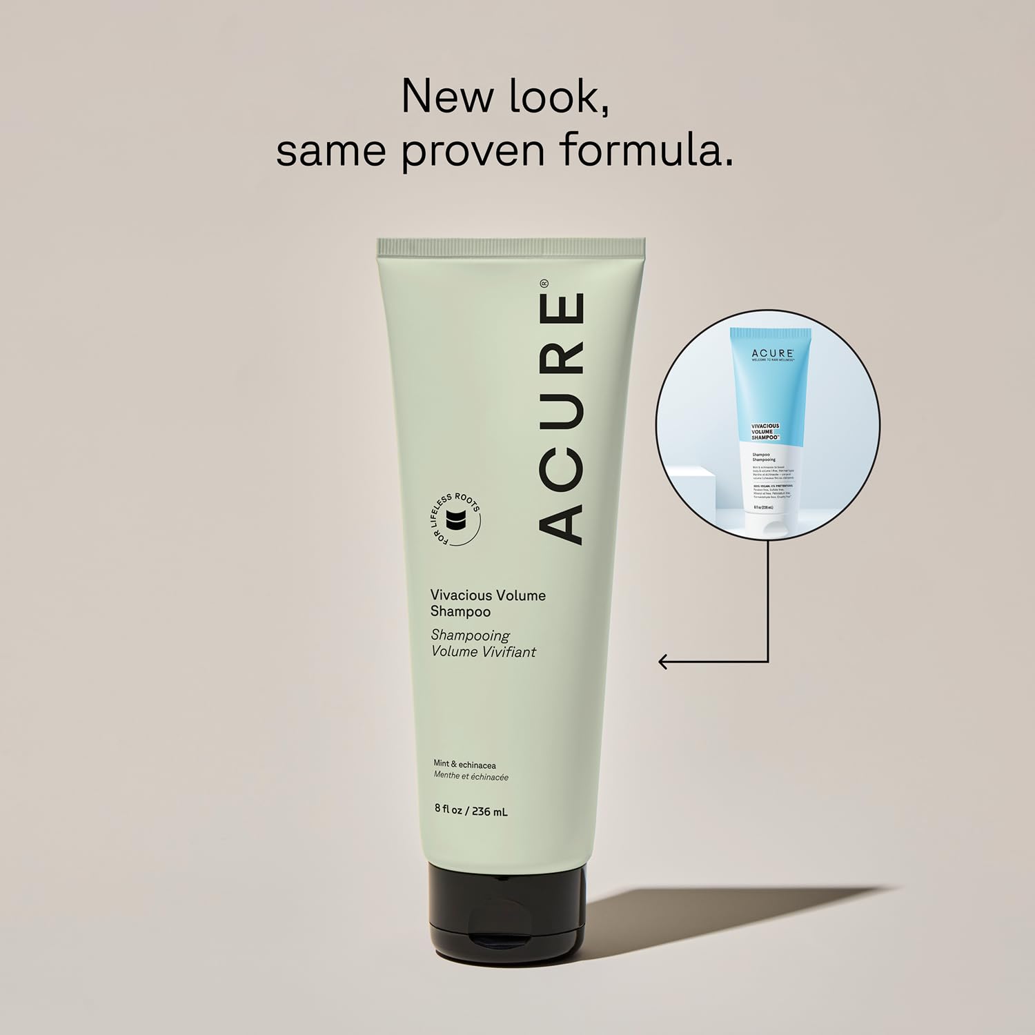 Acure Shampoing Volume Vivifiant – mousse légère qui nettoie en douceur et donne du volume.