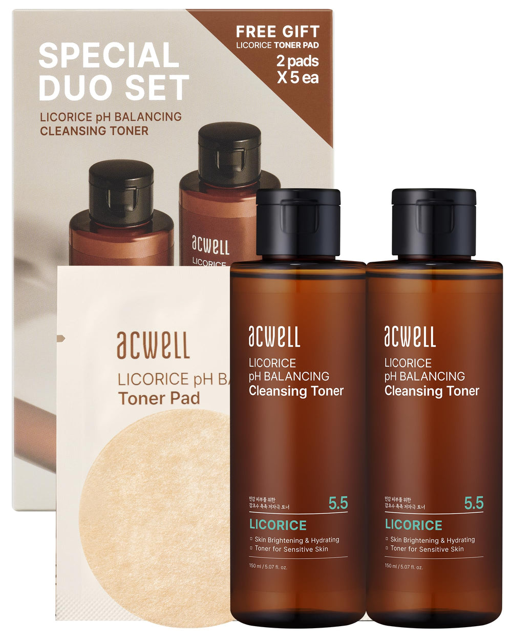 ACWELL tonique réglisse – bouteille élégante pour équilibrer le pH et hydrater légèrement.