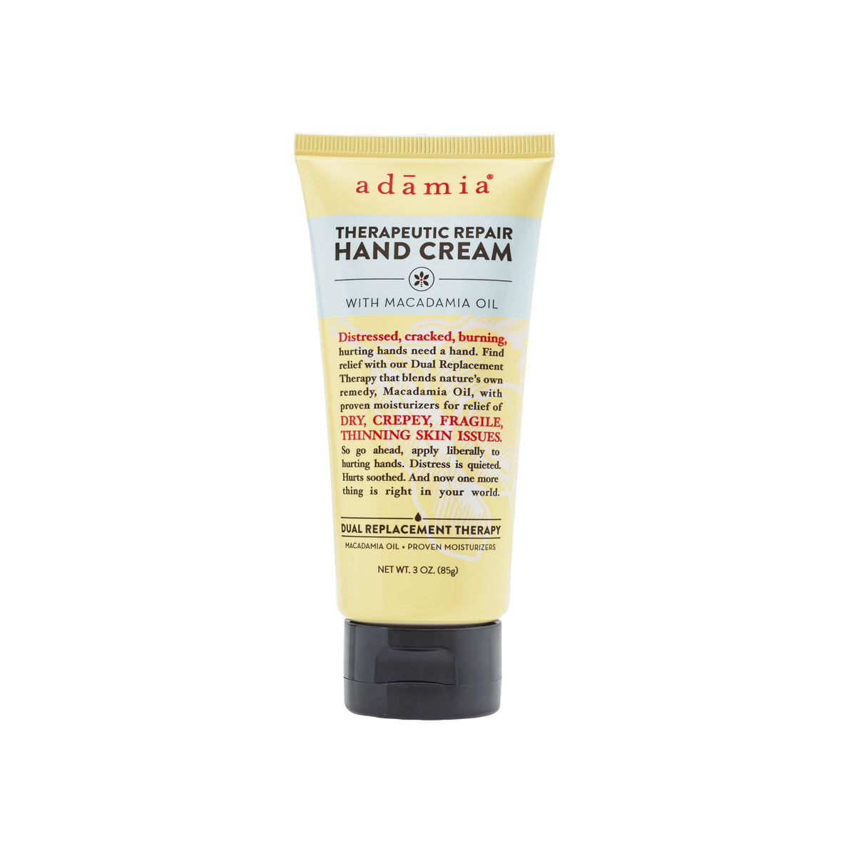 Adamia Crème Mains Réparatrice en tube : hydratation ciblée pour les mains sèches.