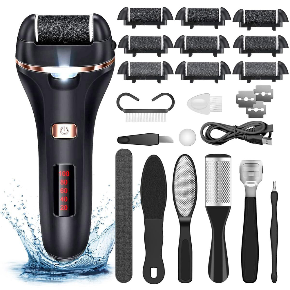 AdamPark brosse-pieds électrique avec têtes interchangeables pour lisser les callosités.