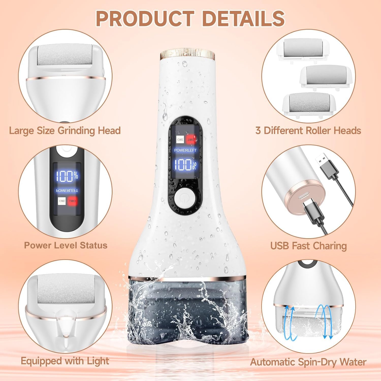 Kit-accessoires pedicure en inox inclus pour une prise en main complete.