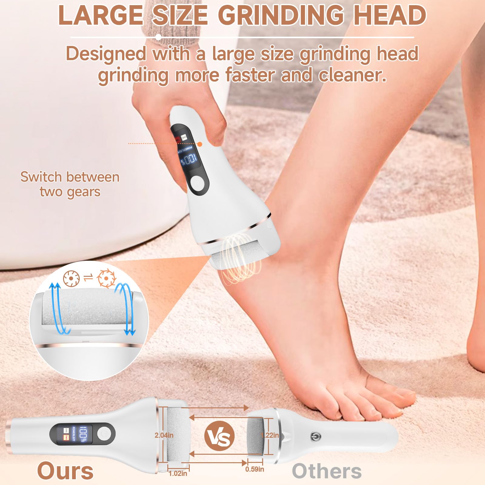 AdamPark file-pieds offre 2 vitesses pour peau sensible et callosites.