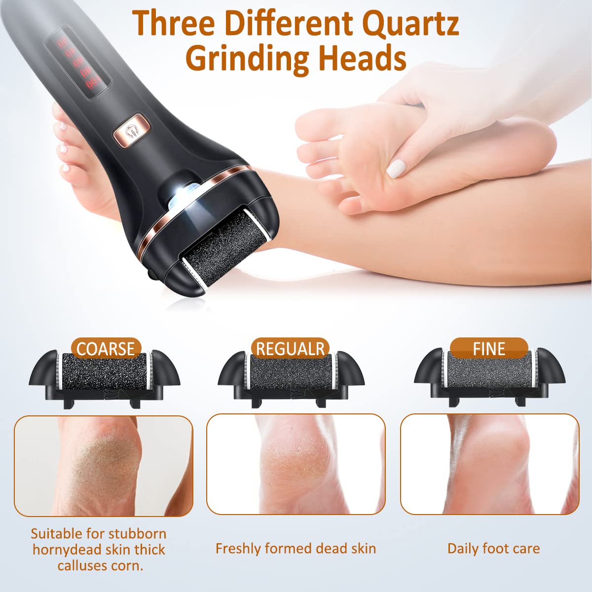 AdamPark têtes en quartz pour enlever callosités tenaces en douceur.