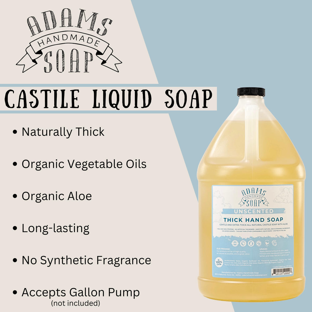 Adams Handmade Soap recharge sans parfum, favorise mains propres et réduction déchets.