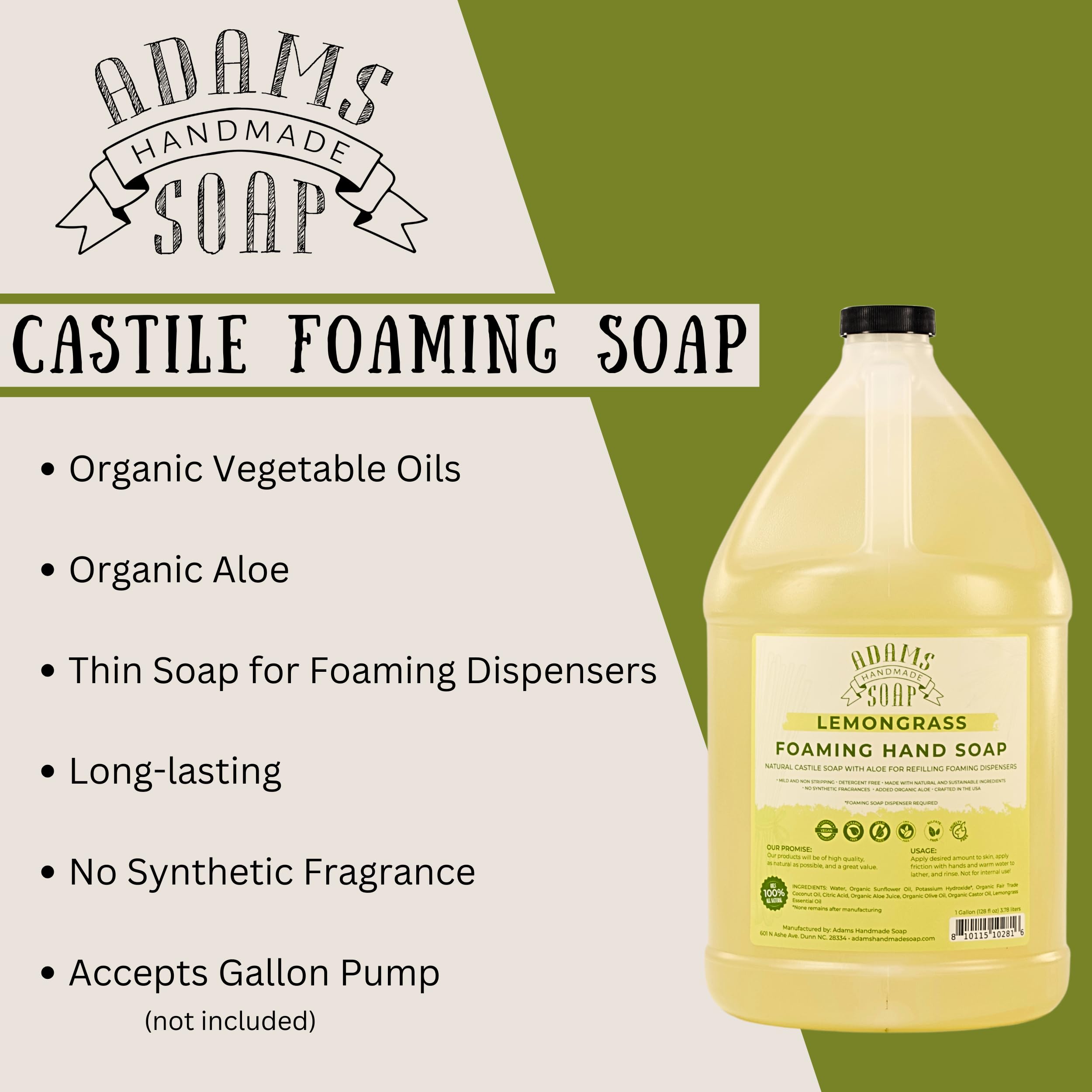Adams Savon liquide citronnelle – ingrédients biologiques et aloé pour douceur naturelle.