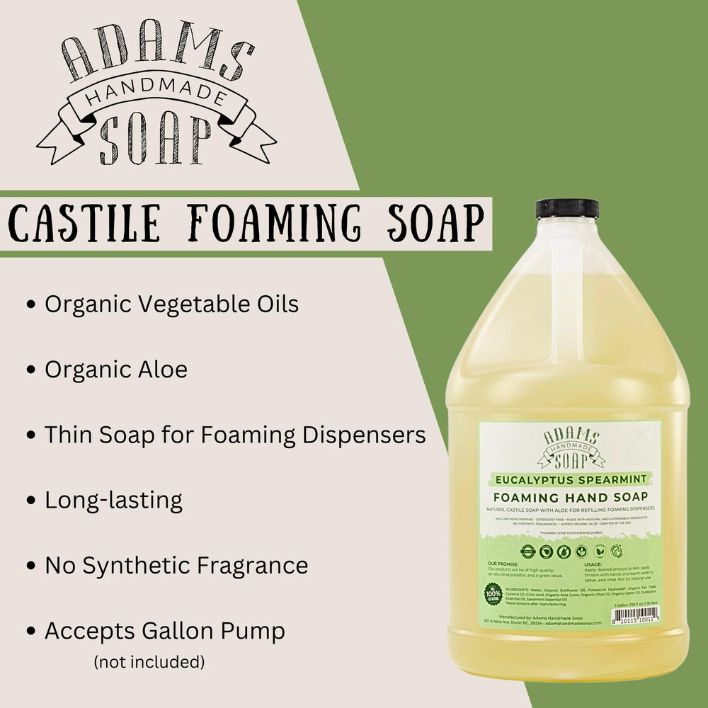 Adams Handmade Soap – flacon pratique, savon végétal respectueux de la peau pour toute la famille