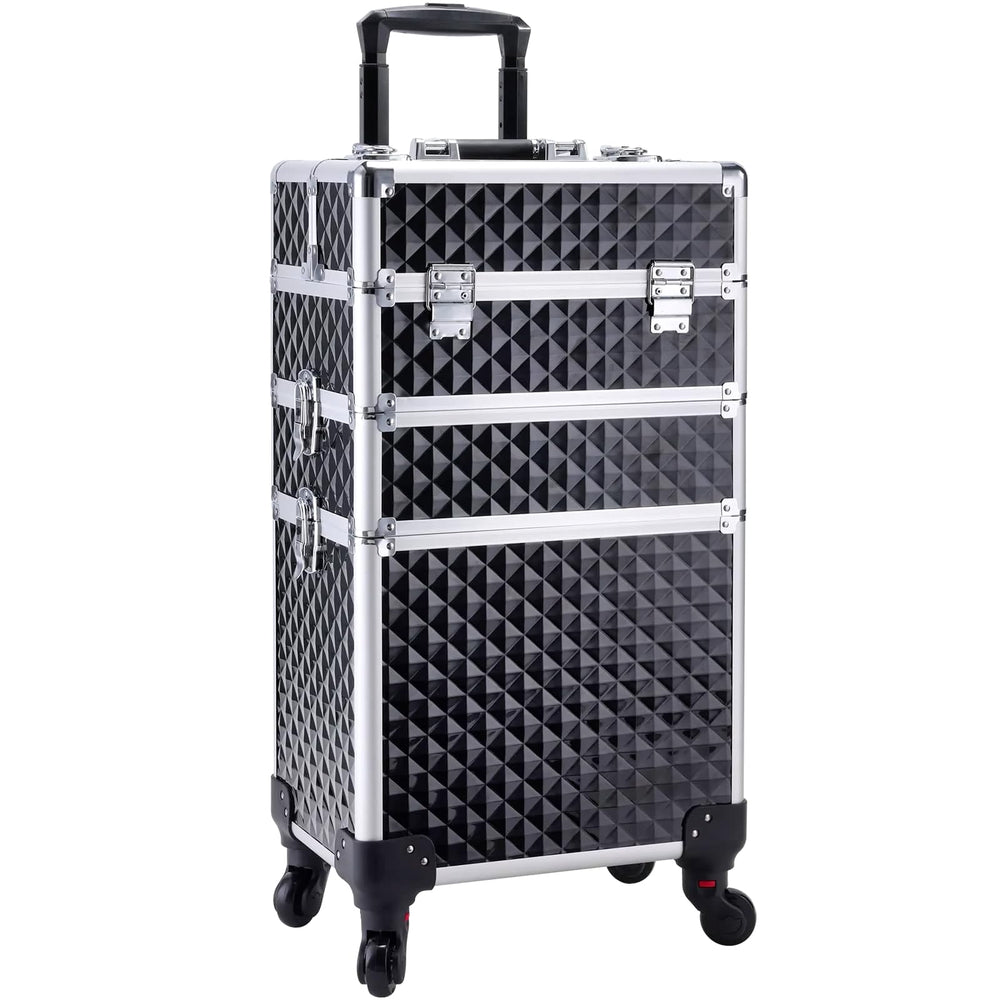 Valise Adazzo-maquillage motif diamant noir idéale pour un rangement élégant.