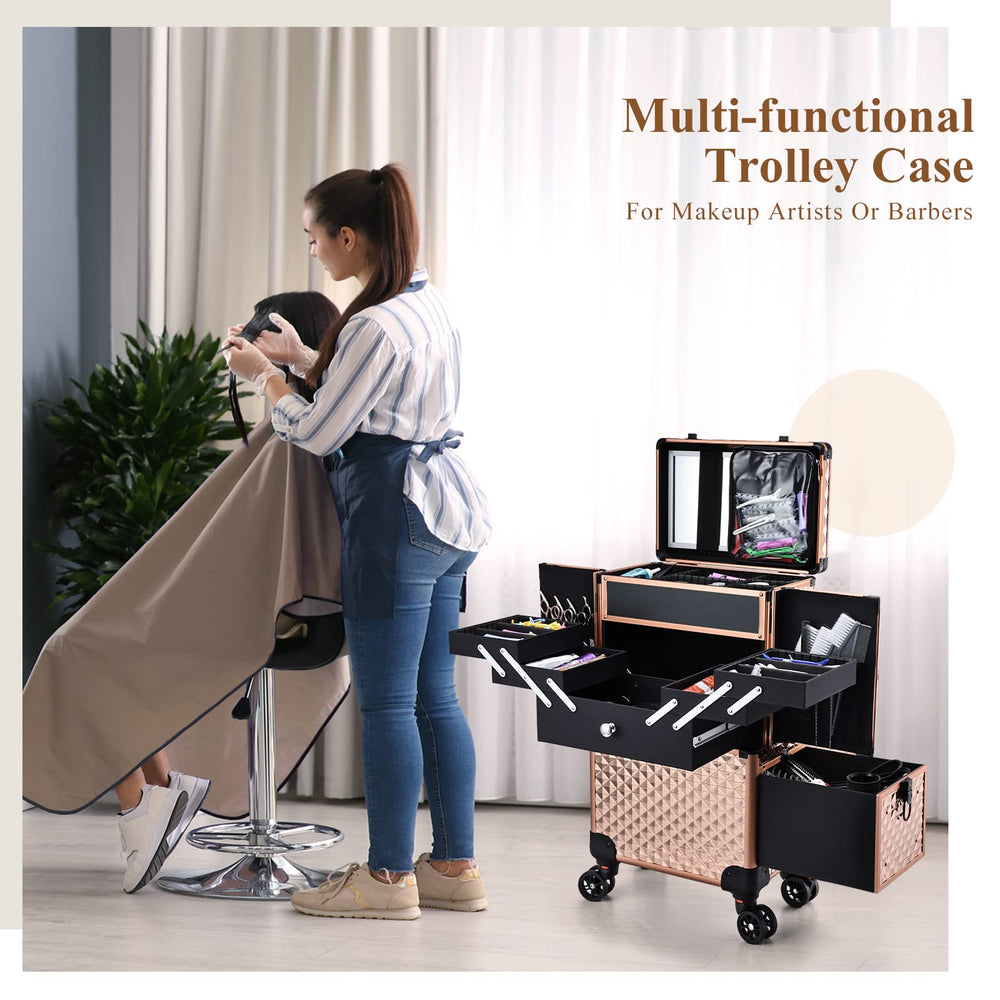 Valise Adazzo rose doré, poignée télescopique pour transport confortable.