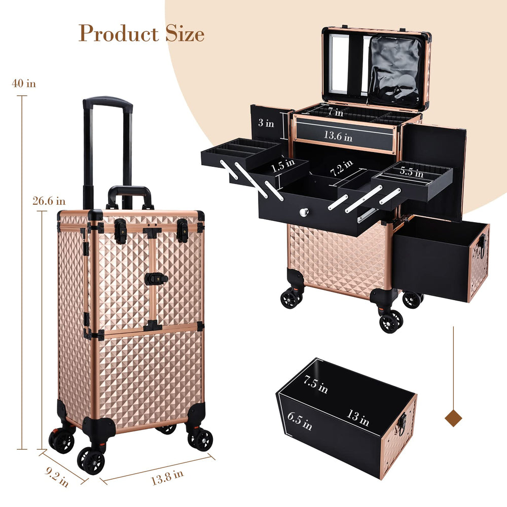 Valise Adazzo rose doré, serrure à clé pour sécurité des accessoires.