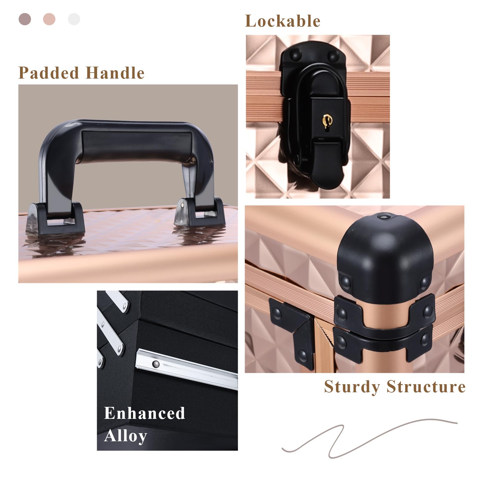 Valise Adazzo rose doré, idéale pour mariages et événements.