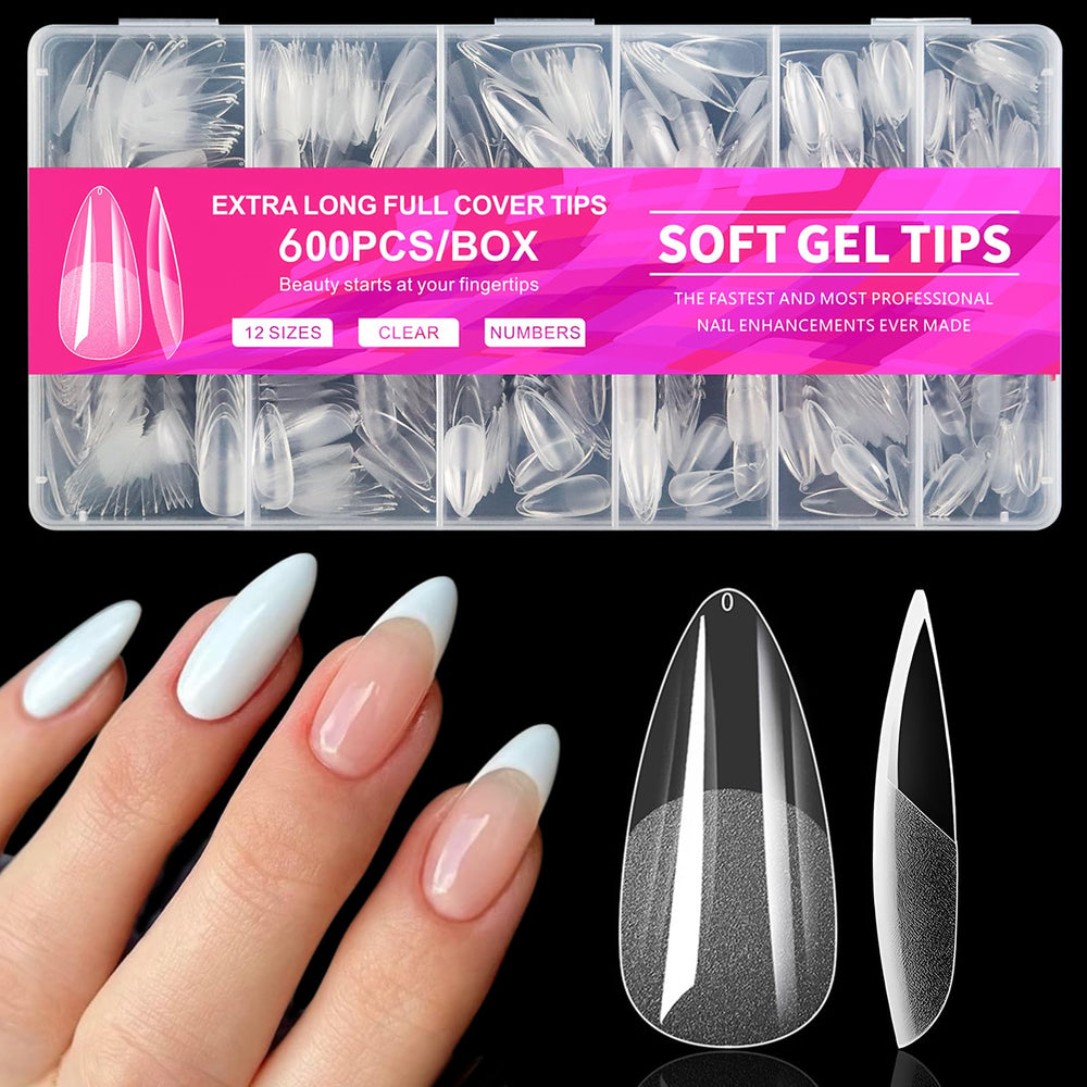 AddFavor ensemble 600 extensions ongles amandes moyen – couverture complète facile à poser.