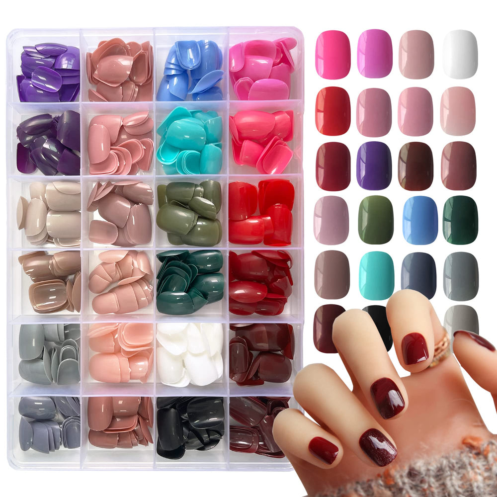 AddFavor ongles adhésifs courts, 24 couleurs brillantes pour un rendu rapide