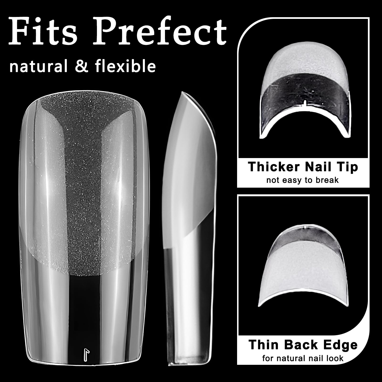 AddFavor ongles carrés transparents prêt à être décorés.