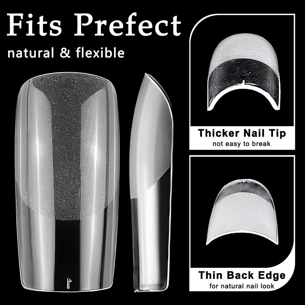 AddFavor ongles carrés transparents prêt à être décorés.