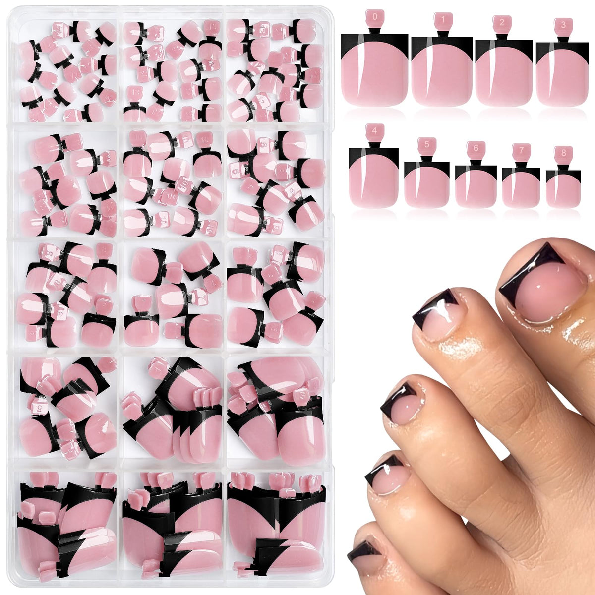 AddFavor onglets presse pour orteils avec bord franc brillant, kit complet 150 pièces.