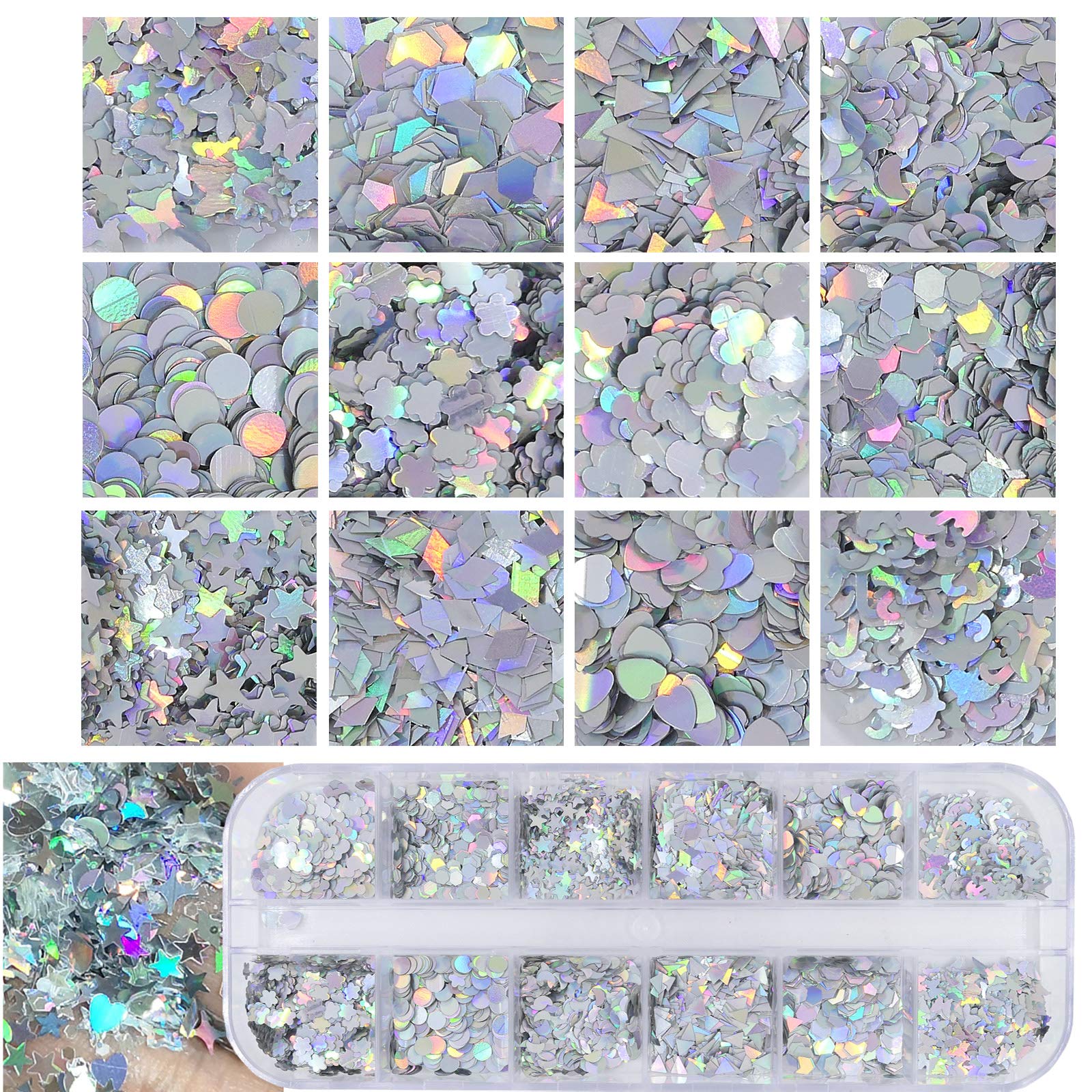 AddFavor paillettes ongles fleur: motifs délicats et irisés pour une touche florale.