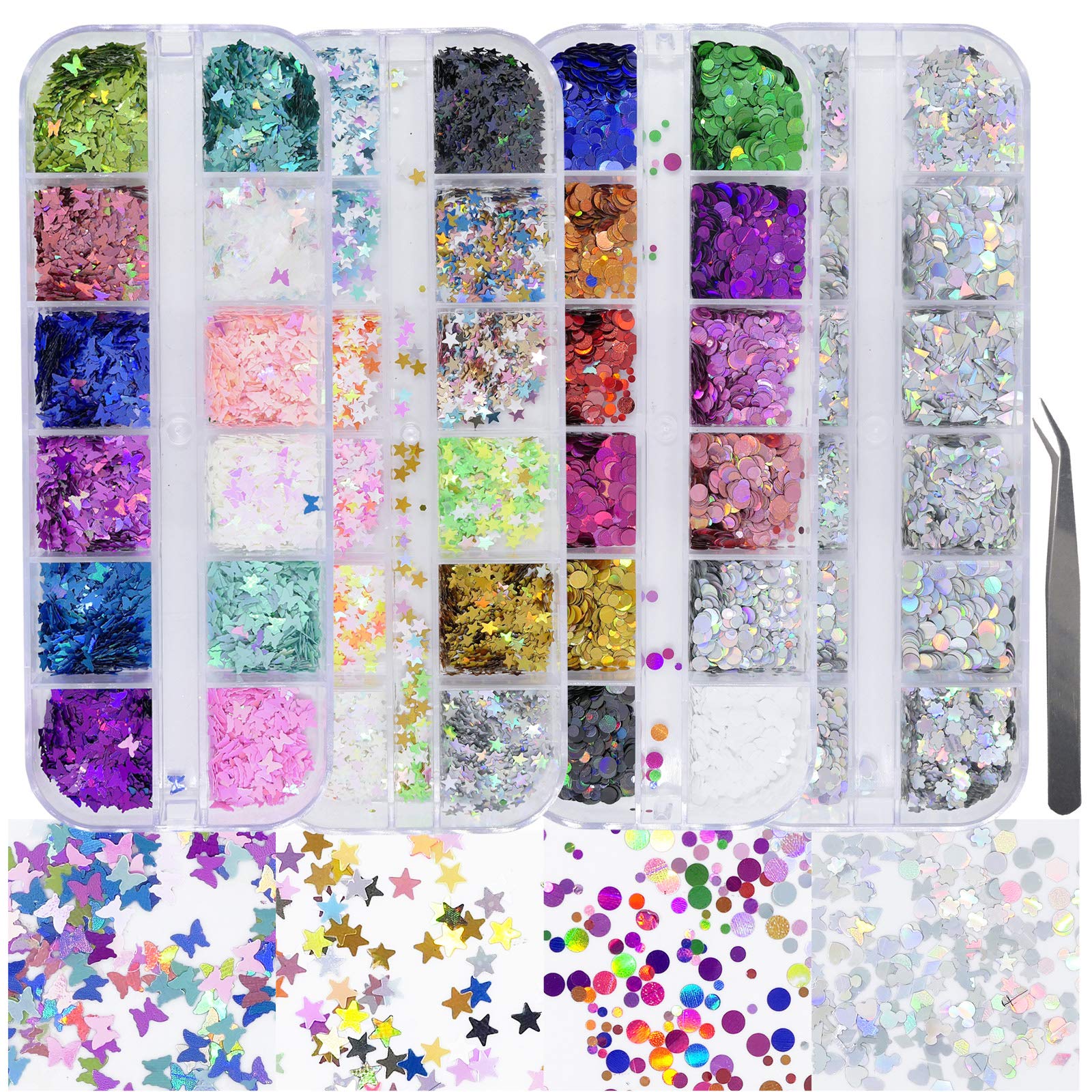 AddFavor paillettes ongles papillon: décor holographique qui brille selon la lumière pour des designs variés.