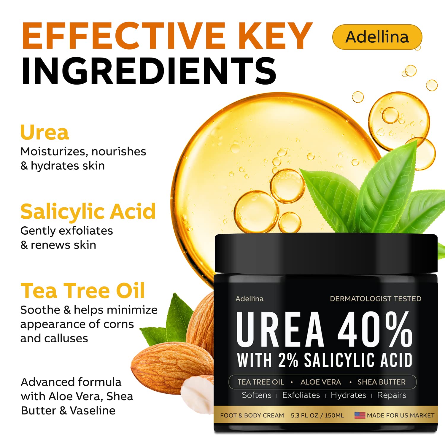 Applying Adellina Urea 40% to cracked heels to smooth rough skin.