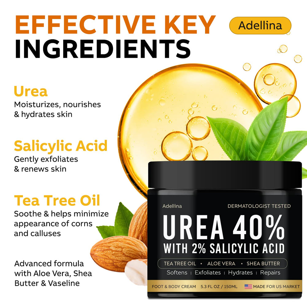 Applying Adellina Urea 40% to cracked heels to smooth rough skin.
