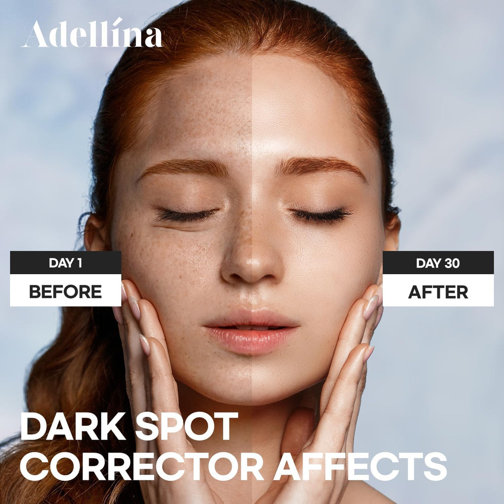 Composants Adellina: vitamine C, alpha-arbutine, niacinamide pour l'éclat.