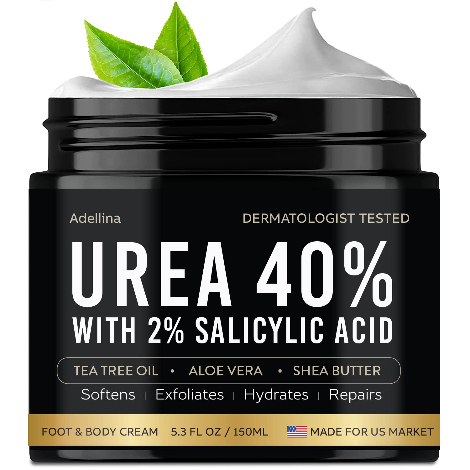 Adellina Urea 40% foot cream jar for deep moisturization of dry, cracked feet.