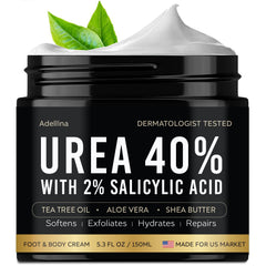 Adellina Urea 40% foot cream jar for deep moisturization of dry, cracked feet.