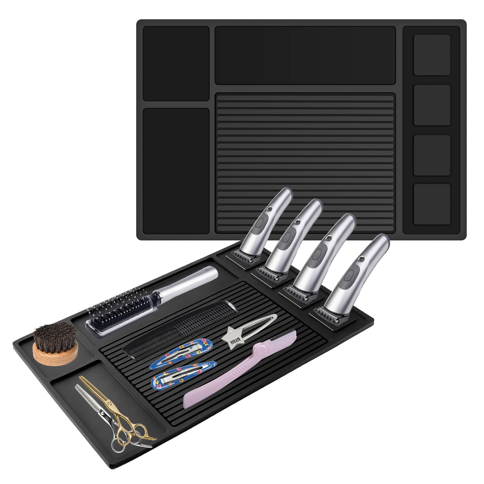Adevar tapis barbier magnétique pour clippeurs, organisation en place pendant les coupes.