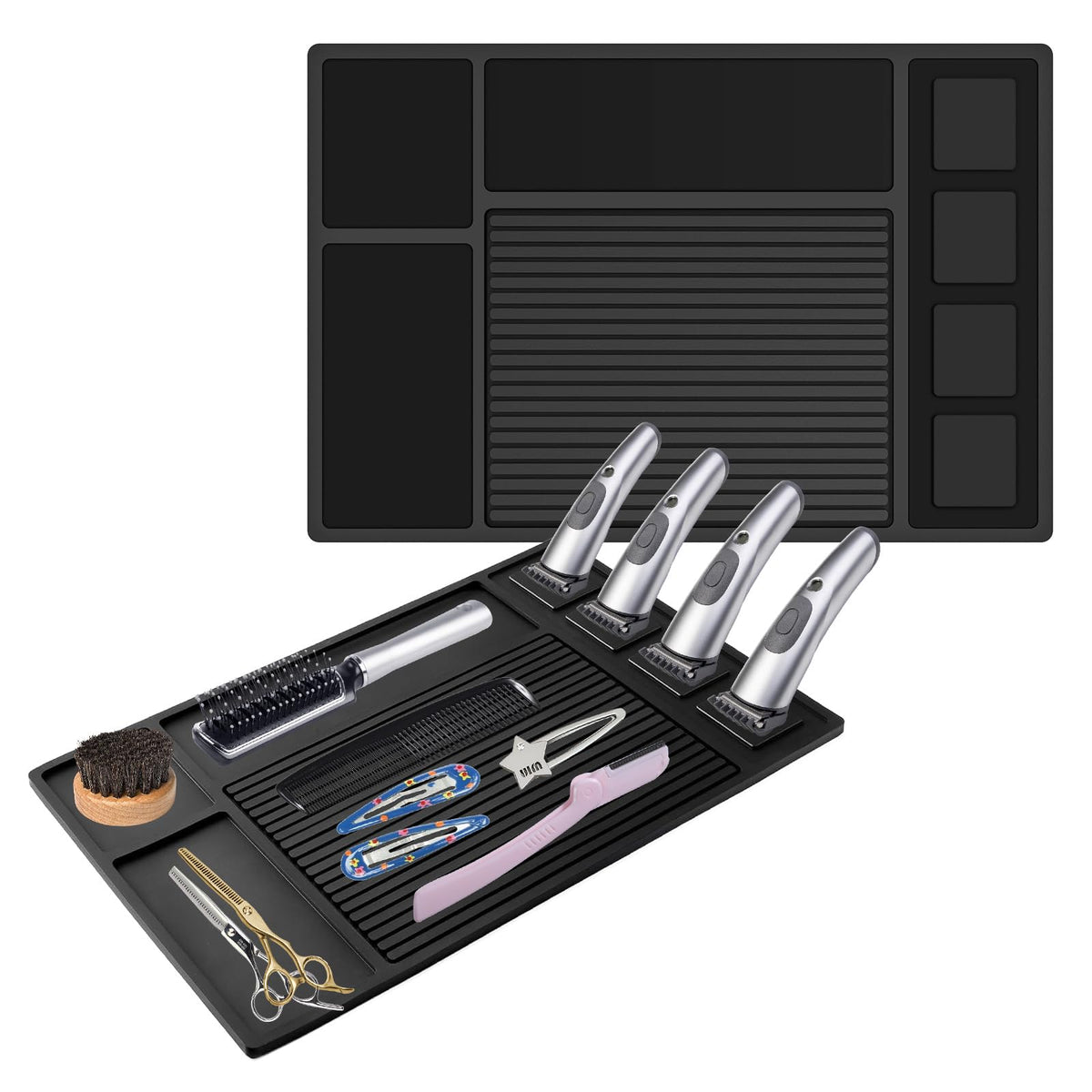 Adevar tapis barbier magnétique pour clippeurs, organisation en place pendant les coupes.