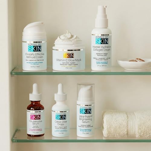 Étiquettes claires et emballage Admire My Skin, informations produit.