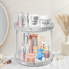Organisateur Adoco bain à deux niveaux Diamond Lazy Susan, rangement efficace pour vanity et maquillage