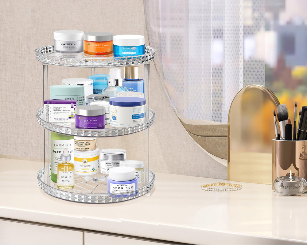 Adoco rangement parfums et bouteilles sur trois niveaux clairement visibles