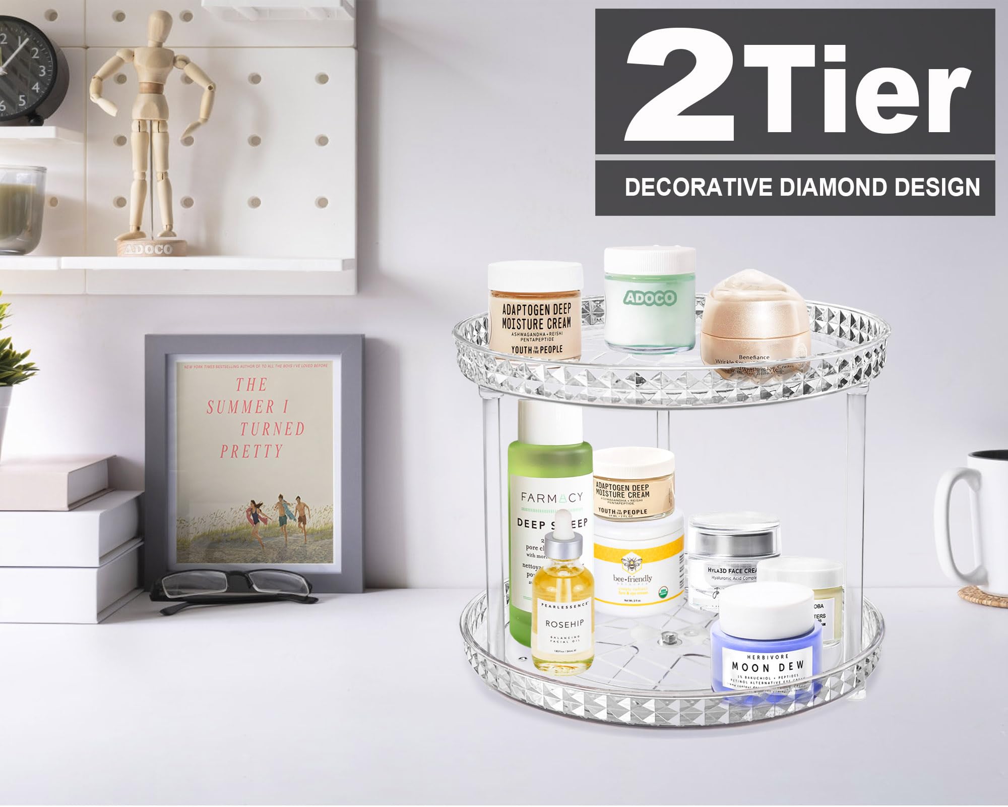 Adoco rotation 360°, organisateur cosmétiques, accès rapide et sans effort