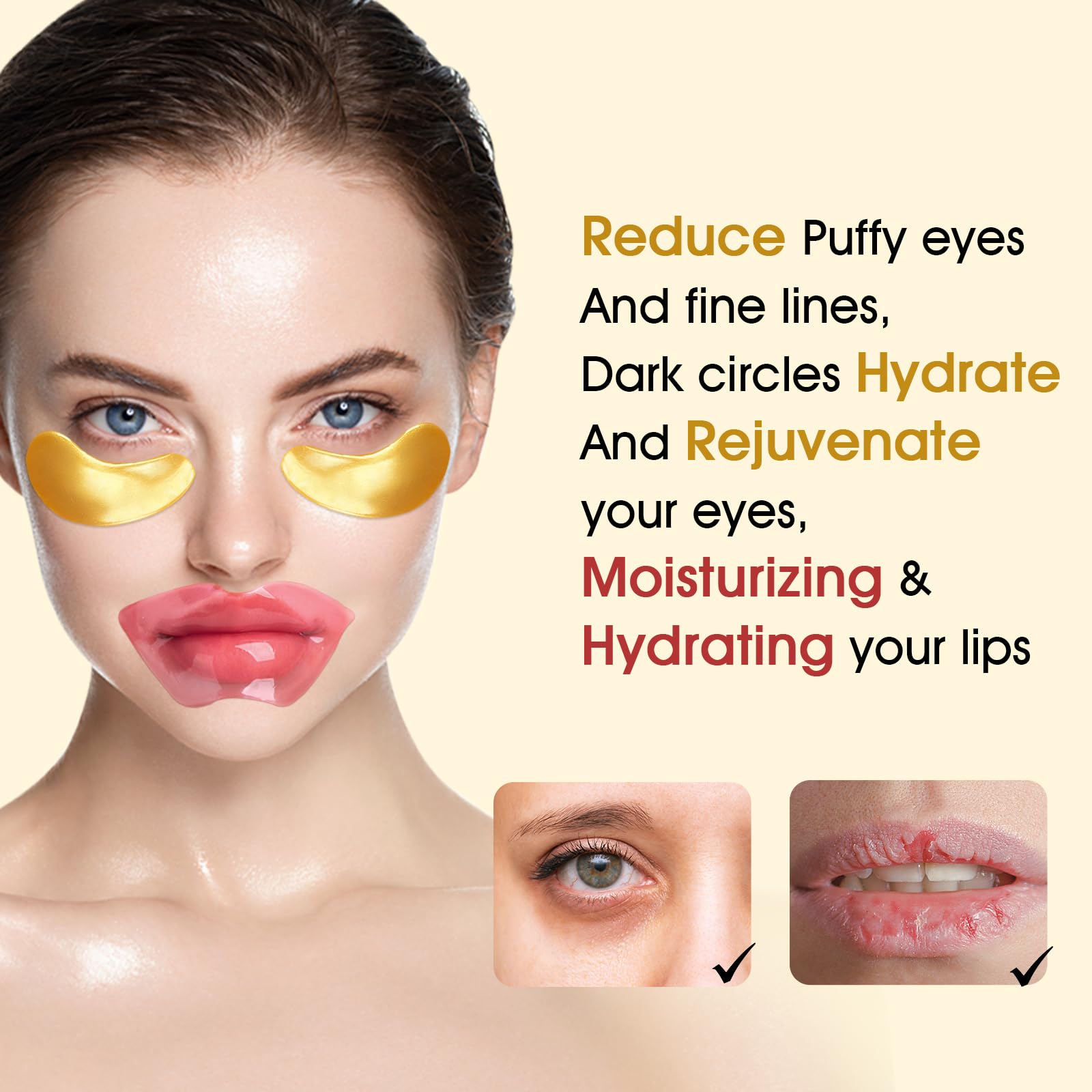 Coffret Adofect masques yeux et lèvres, 40 pièces pour routine complète.