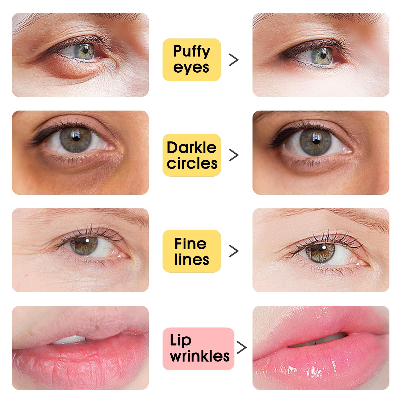 Patchs-yeux Adofect Doré pour estomper la fatigue et éclairer le regard.