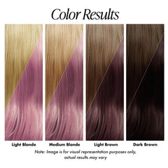 Avant-après Rose Petal – démonstration de la couleur sur cheveux.