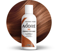 Adore Color Semi-Permanent 052 Cognac, bouteille prête à l'emploi offrant une couleur riche et naturelle.
