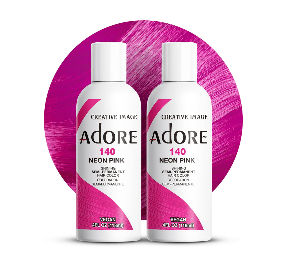 Adore Color Semi-Permanent Rose Néon 2-pack bouteille: couleur vive durable.