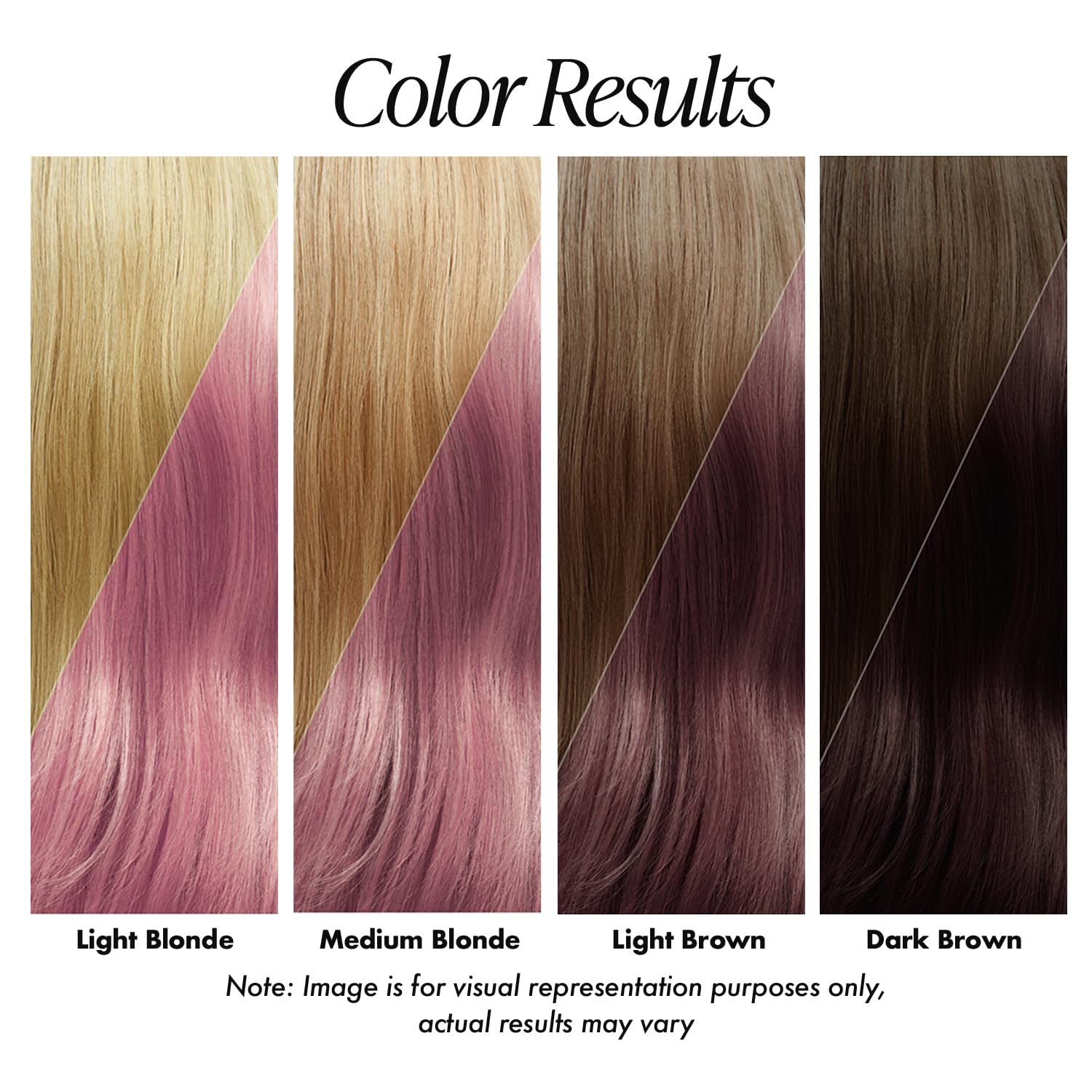 Adore coloration cheveux Rose Sucré – Avant/après montre une teinte uniforme.