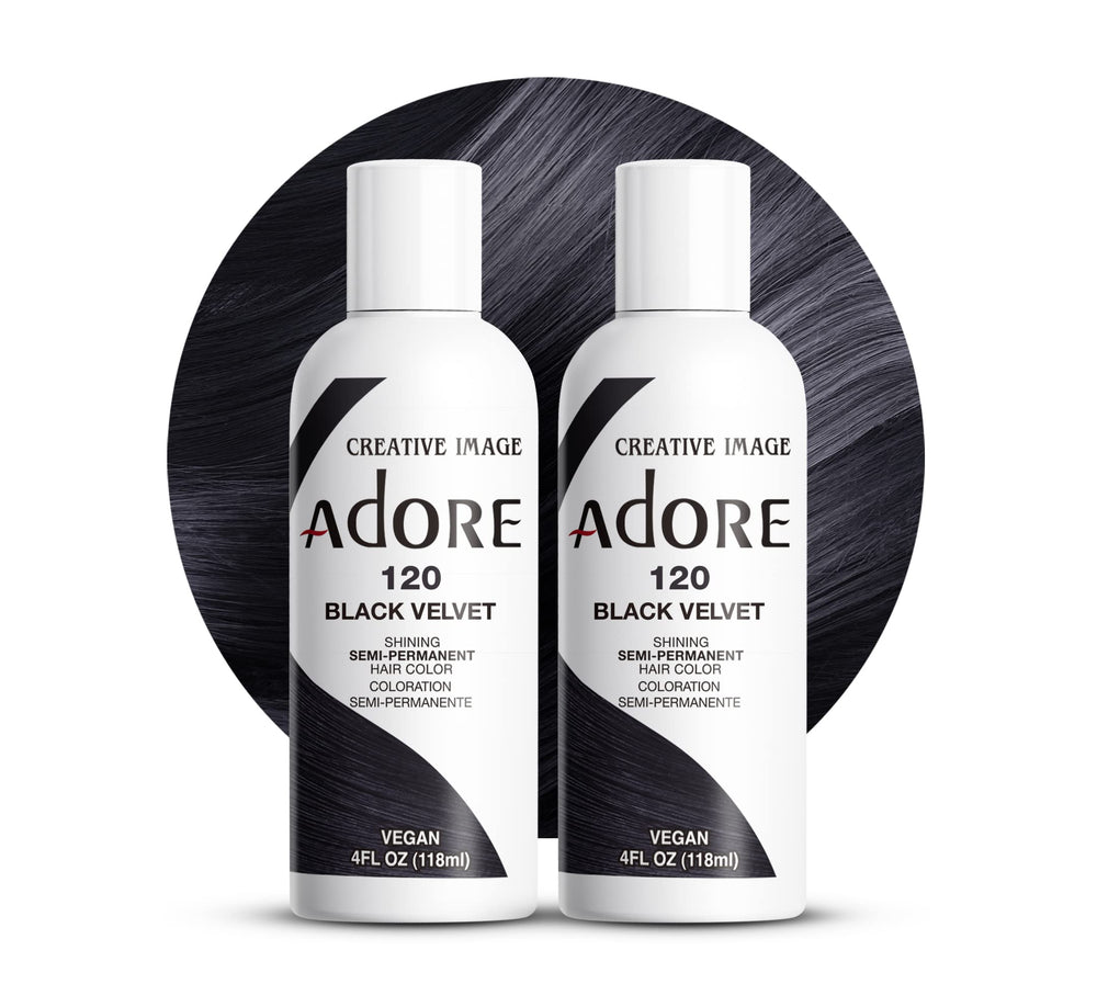 Adore couleur semi-permanente Noir Velours — bouteille prête à l’emploi pour une couleur durable.