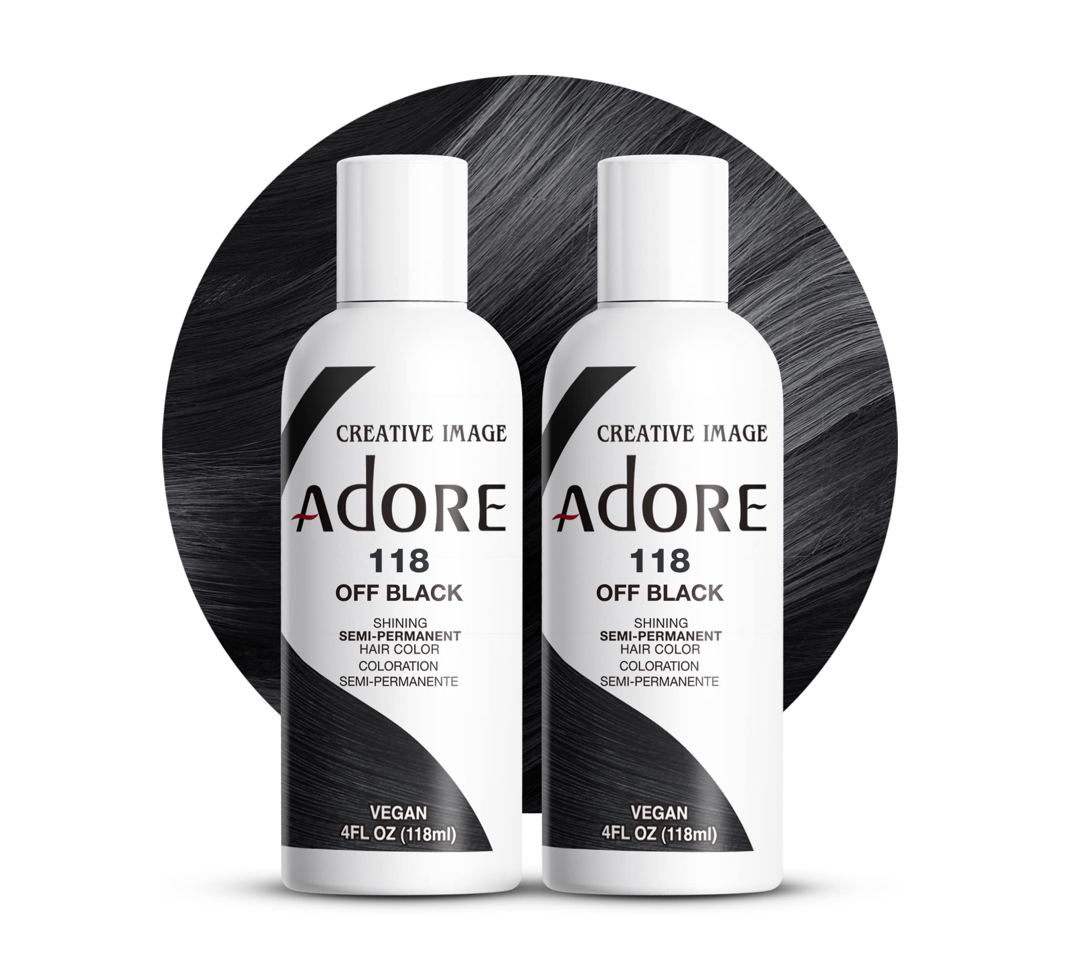 Adore Coloration Off-Black Bouteille: couleur riche et couverture homogène.
