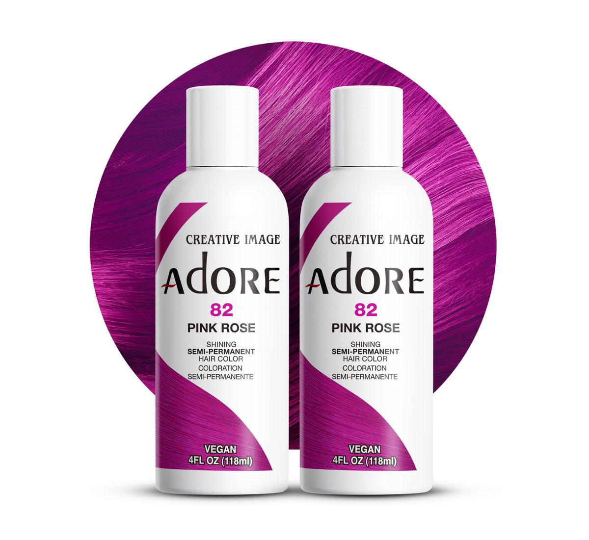 Adore Coloration Semi Permanente 082 rose vif – bouteille prête à l’emploi pour une teinte vibrante.