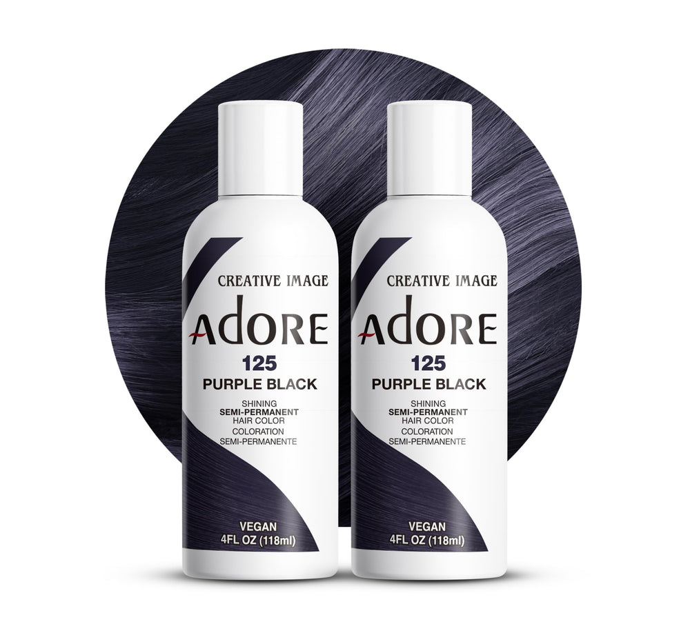 Adore Coloration Semi-Permanenté 125 Violet-Noir – bouteille prête à l'emploi, application rapide.