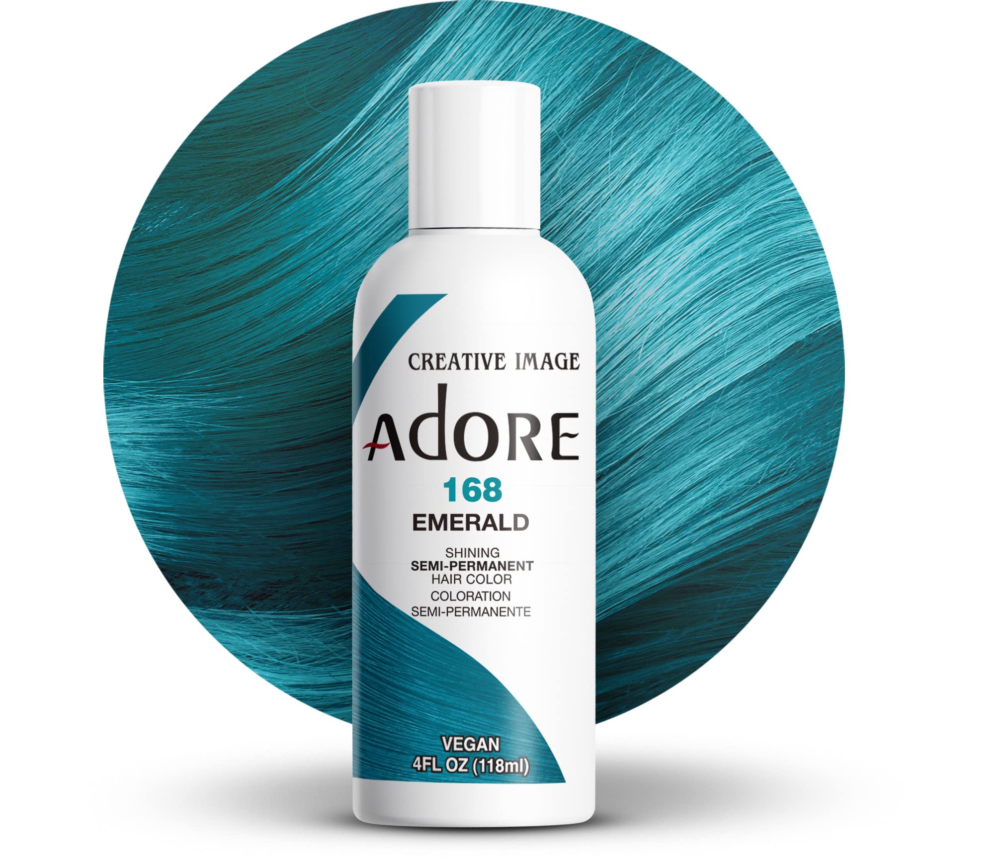 Adore Émeraude: flacon prêt à l’emploi pour couleur verte intense et durable.