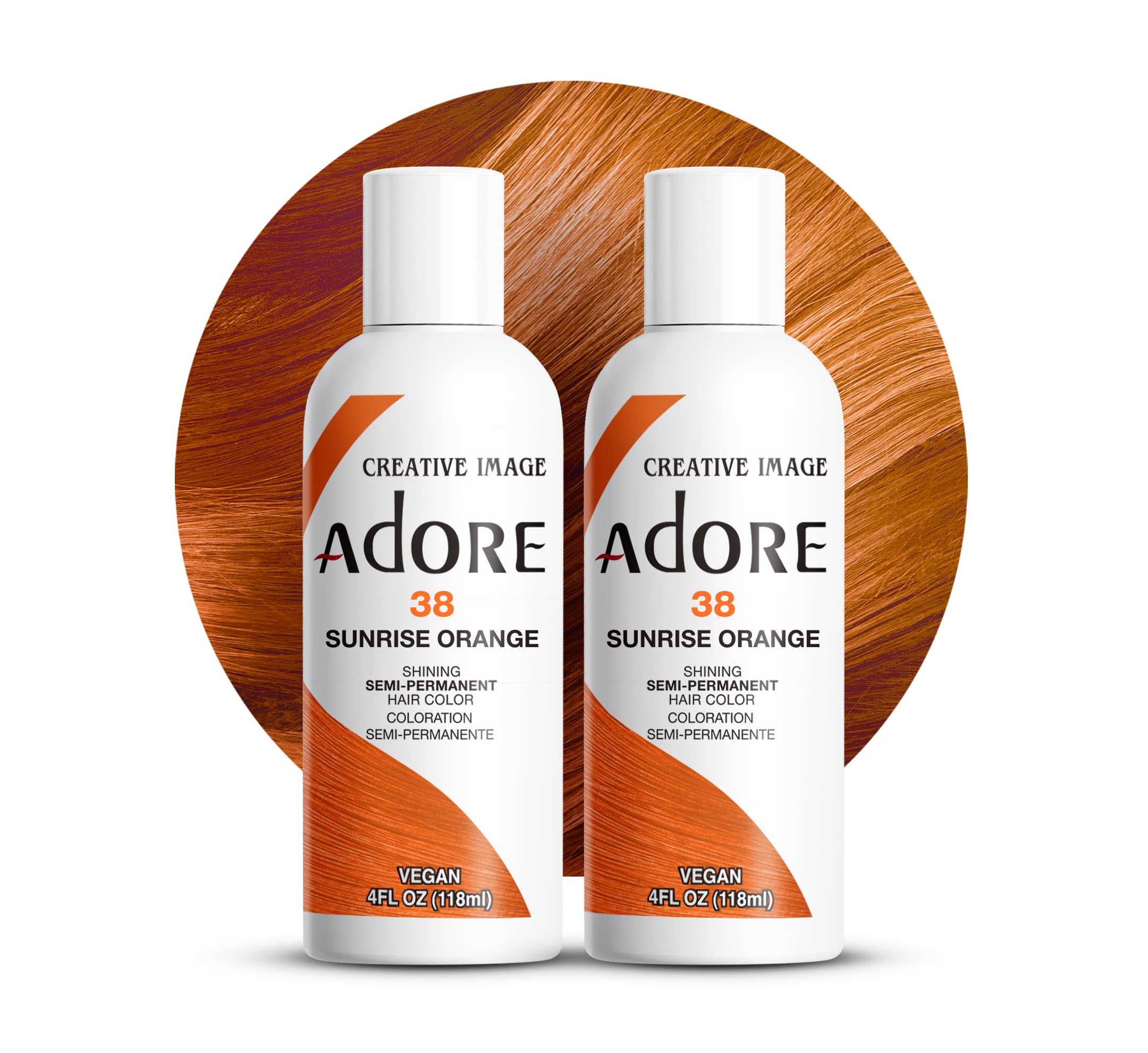 Adore Orange Soleil Levant – bouteille prête à l’emploi pour une teinture semi-permanente éclatante.