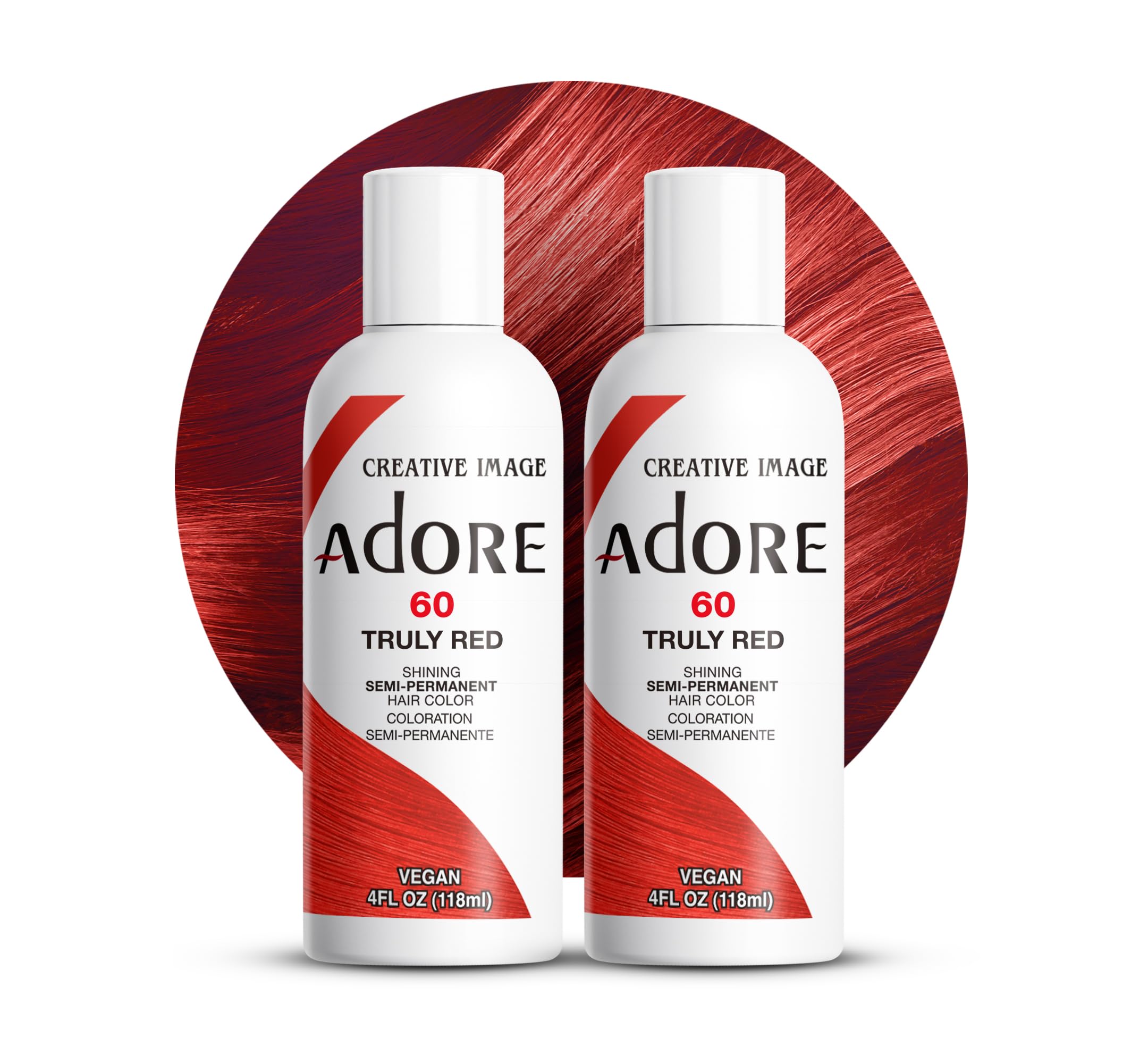 Adore 060 Truly Red — bouteille prête à l'emploi pour une couleur intense et durable.