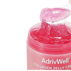 ADrivWell Collagen Jelly Cream en bouteille, hydratation durable pour peau lumineuse.