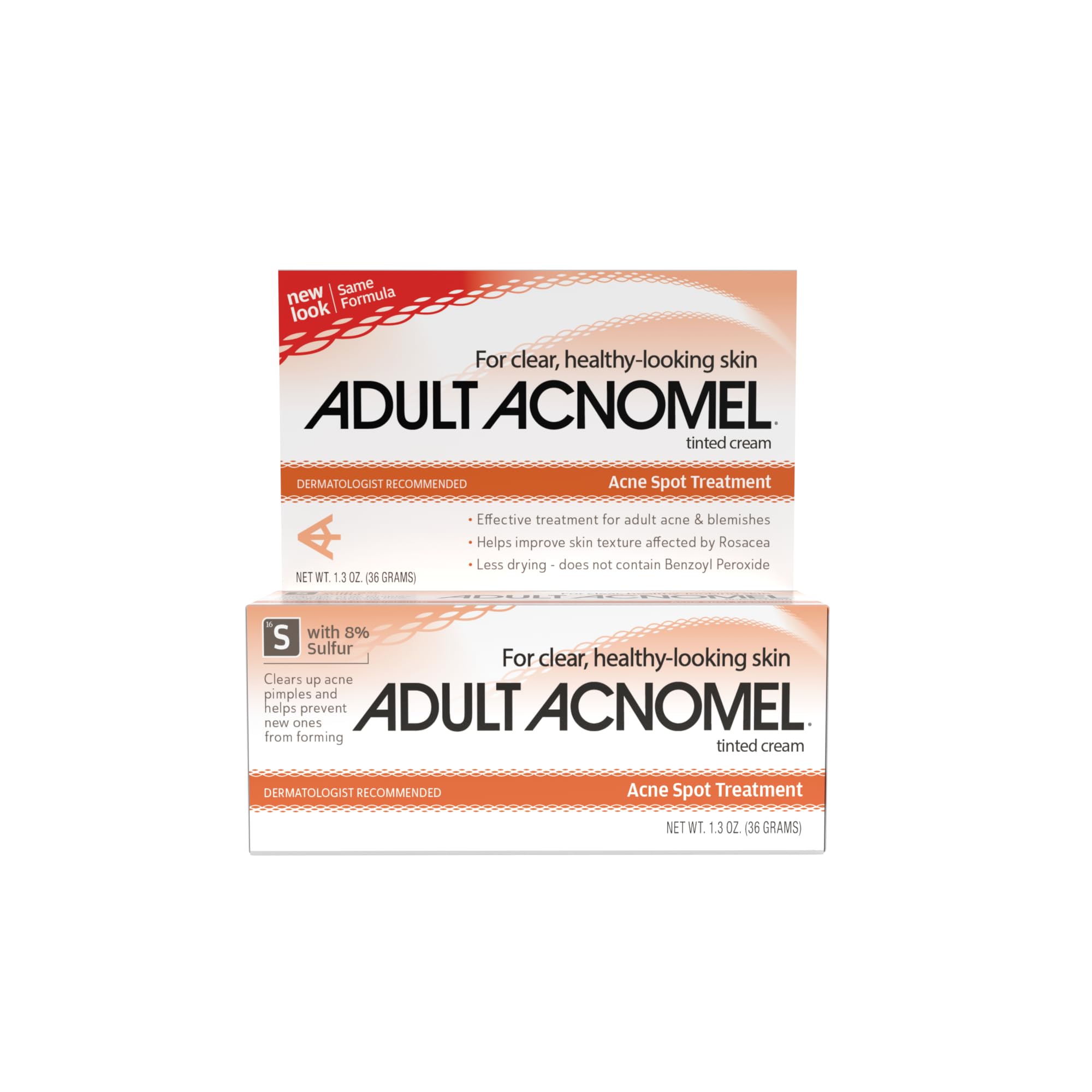 Adult Acnomel acne cream jar closeup with tinted formula for at-home blemish care